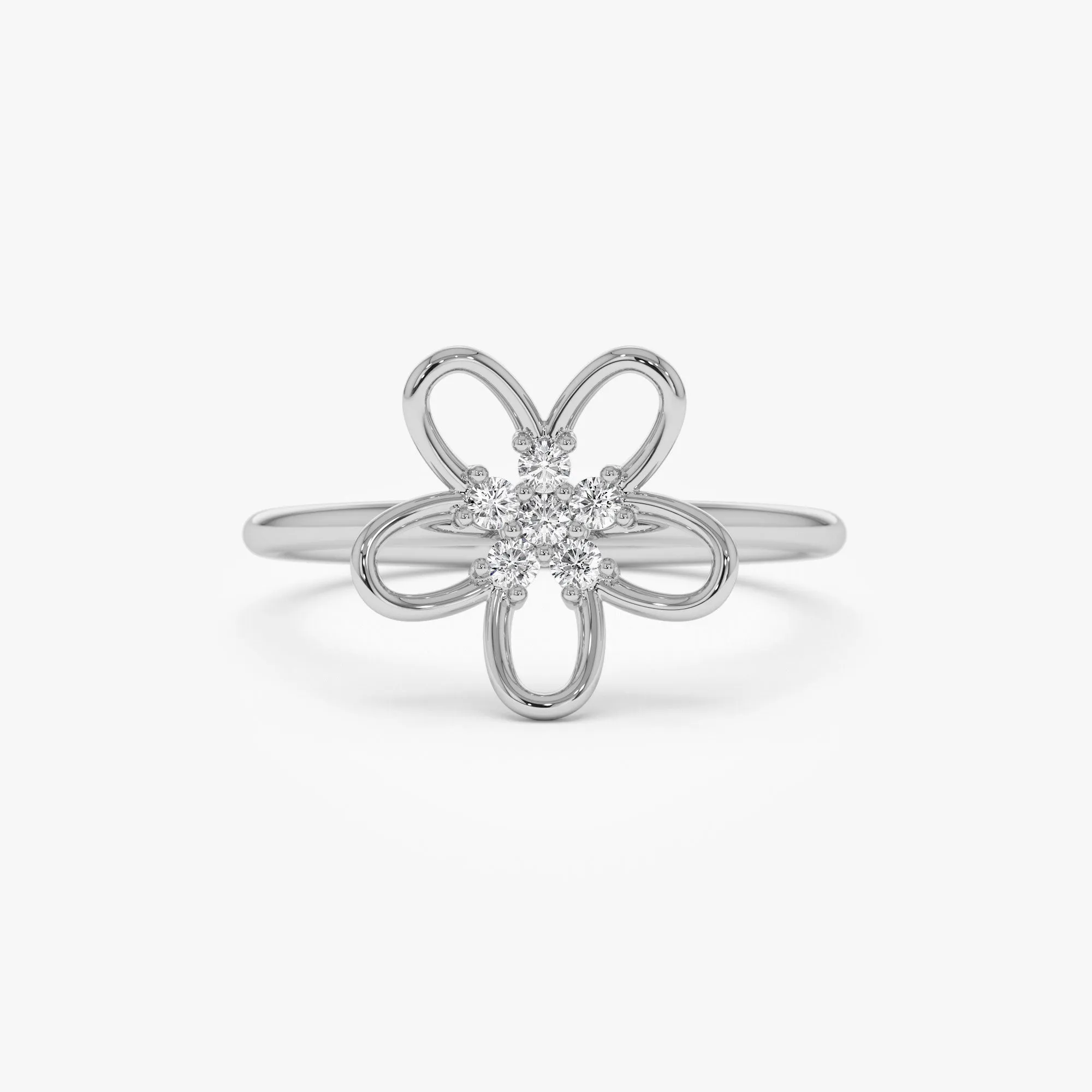 14k Diamond Flower Ring
