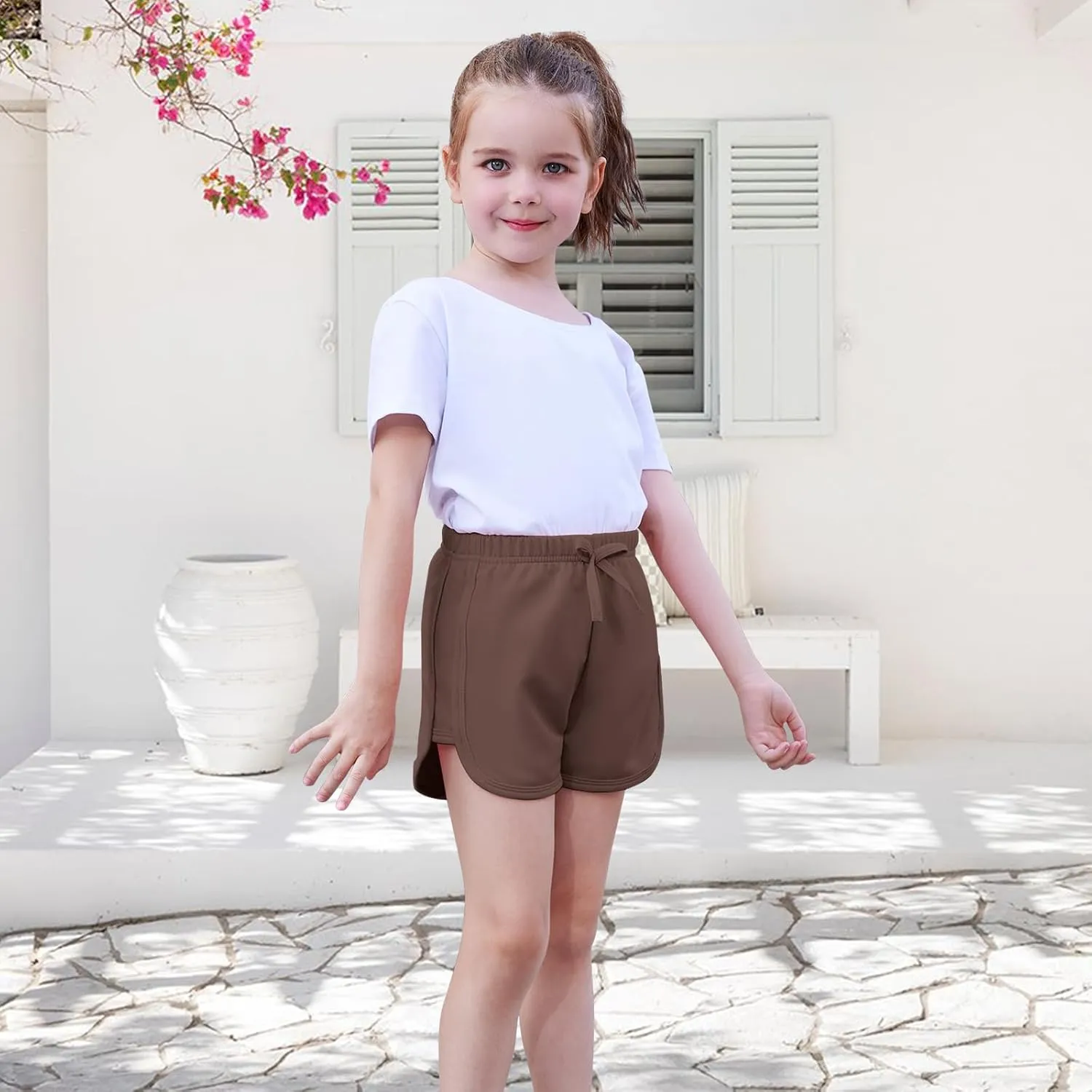 2 Pack Toddler Baby Girl Shorts Solid Little Girls Shorts Baby Summer Athletic Pants with Drawstring 18M-6T