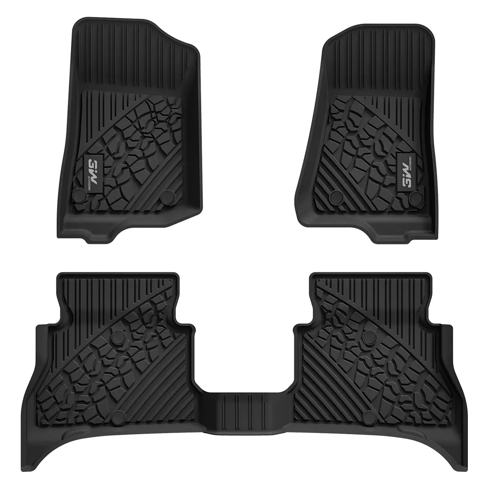 3W Jeep Wrangler 4XE Custom Floor Mats / Trunk Mat 2021-2024 Hybrid 4 Door TPE Material & All-Weather Protection