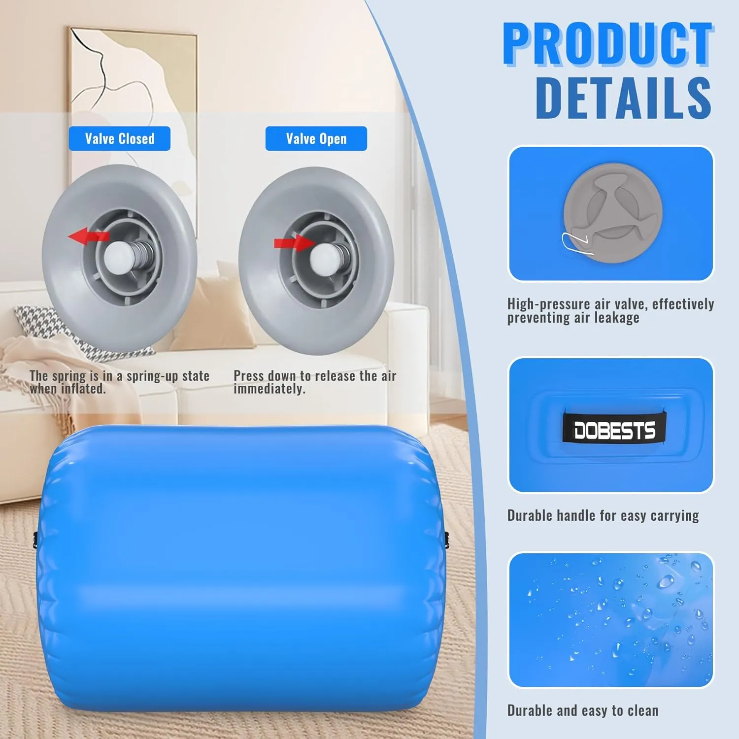 Air Roller Gymnastics Barrel Back Handspring Trainer Tumbling Barrel Yoga Barrel Mat with Electric Air Pump