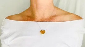 Amber Heart Pendant on a Silver Chain. Atelier Aadya