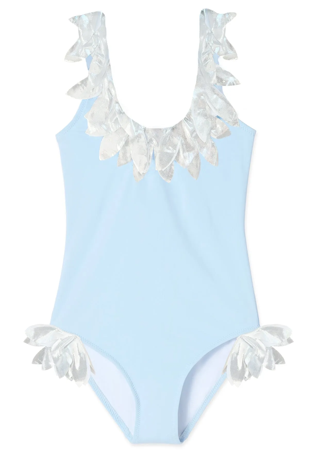 Blue Swimsuit Silver Petals