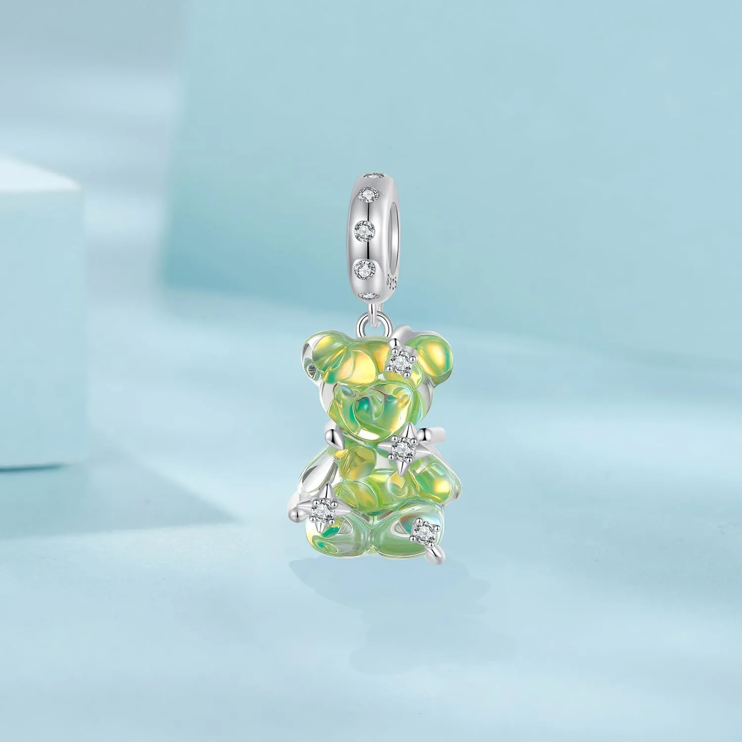 Colorful Bear Charms 925 Sterling Silver Cute Pet Pendant Fits Pandora Bracelet Necklace for Women
