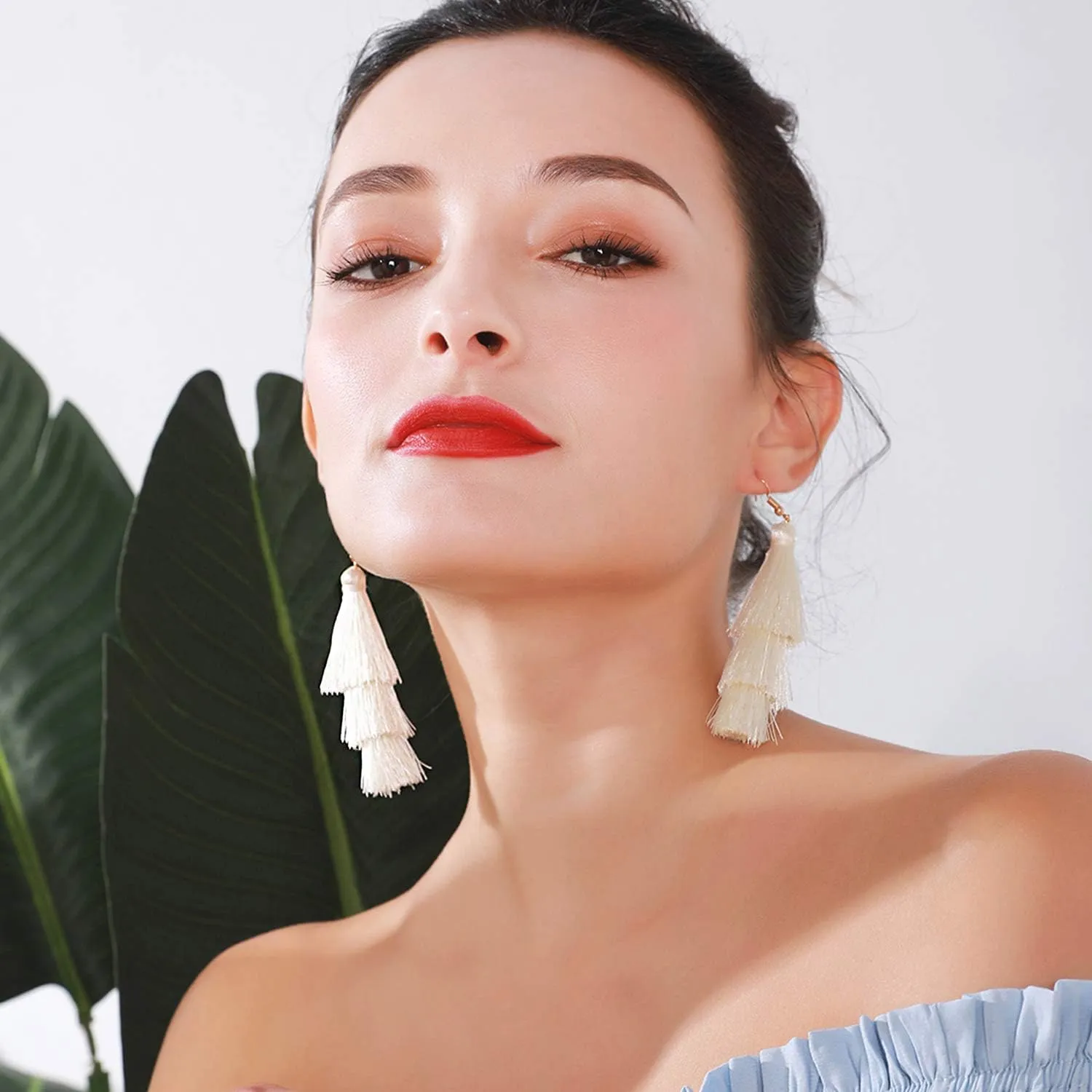 Colorful Tassel Earrings 3 Tier Layered Bohemian, Eardrop Big Dangle Drop Fashion Jewelry Earrings for Women Teen Girls Valentine Birthday Party Gift