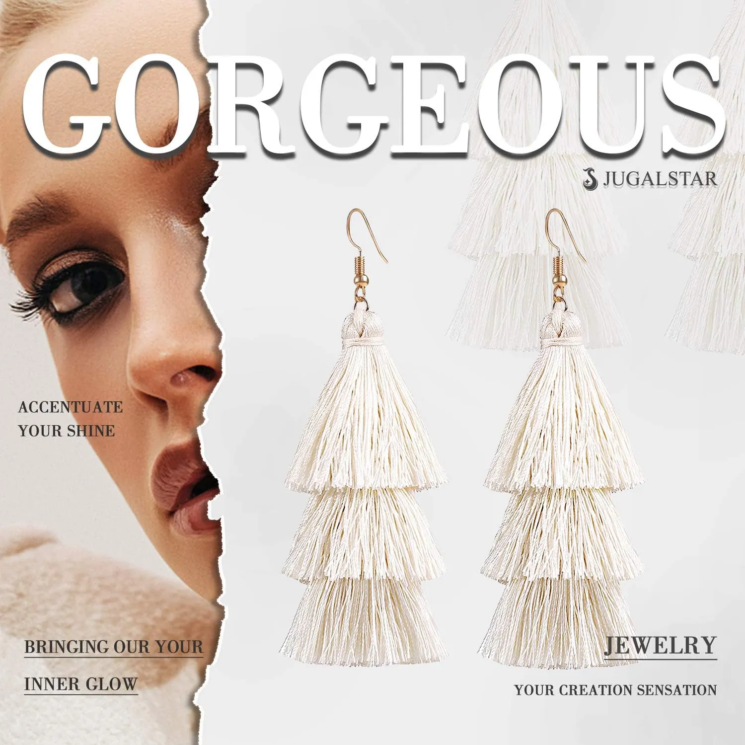 Colorful Tassel Earrings 3 Tier Layered Bohemian, Eardrop Big Dangle Drop Fashion Jewelry Earrings for Women Teen Girls Valentine Birthday Party Gift