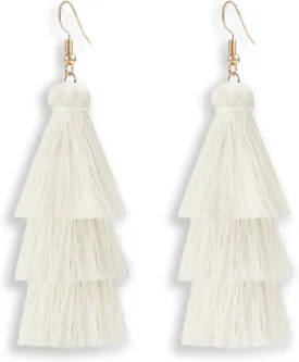 Colorful Tassel Earrings 3 Tier Layered Bohemian, Eardrop Big Dangle Drop Fashion Jewelry Earrings for Women Teen Girls Valentine Birthday Party Gift