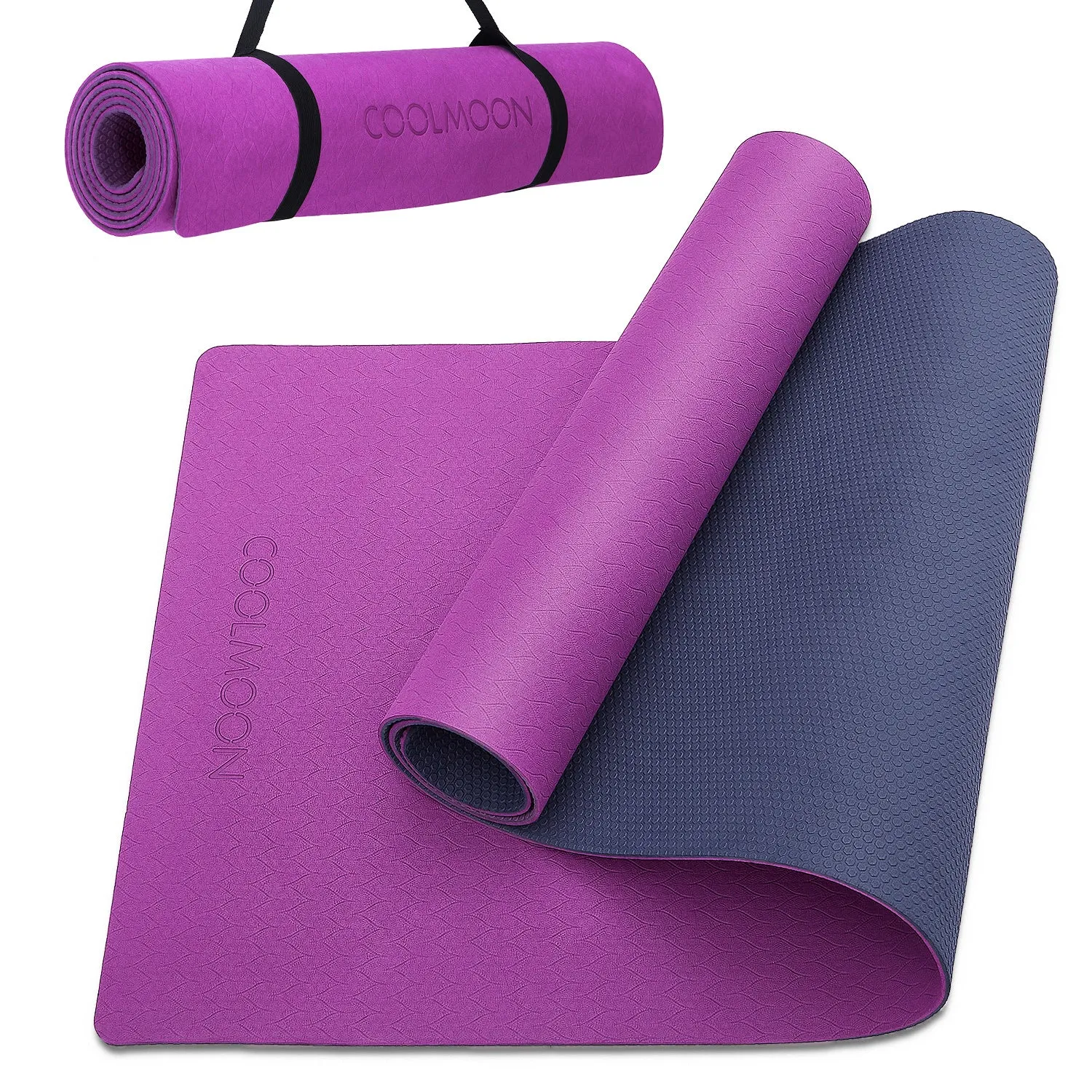 COOLMOON Extra Thick Yoga Mat, Double-Sided Non-Slip, Eco-Friendly TPE Material, Pilates and Exercises Mat