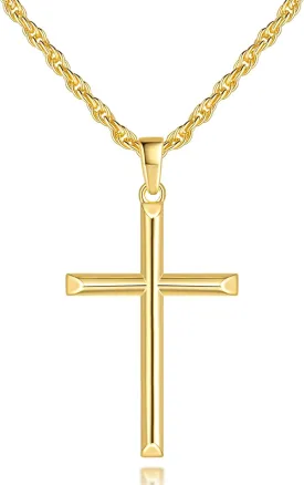 Cross Necklace for Men 14K Gold Cross Necklaces Chain for Men Paired with 3.5MM Twist Chain Power of Minimalism Mens Crosses Necklace Pendant 20/22/24in