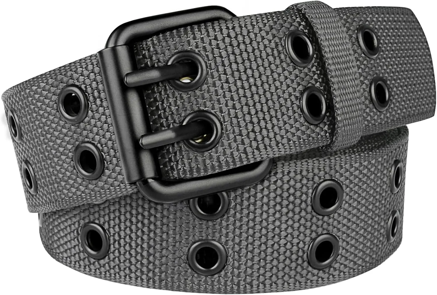 Double Prong Belt Plus Size 39 to 71'' Black Grommet Nylon Belts for Men Women Unisex