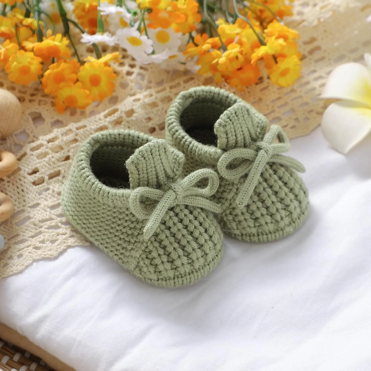 DovFanny Baby Booties Newborn Baby First Shoes Cozy Warm Knit Soft Booties for Toddler Infant Boy Girl