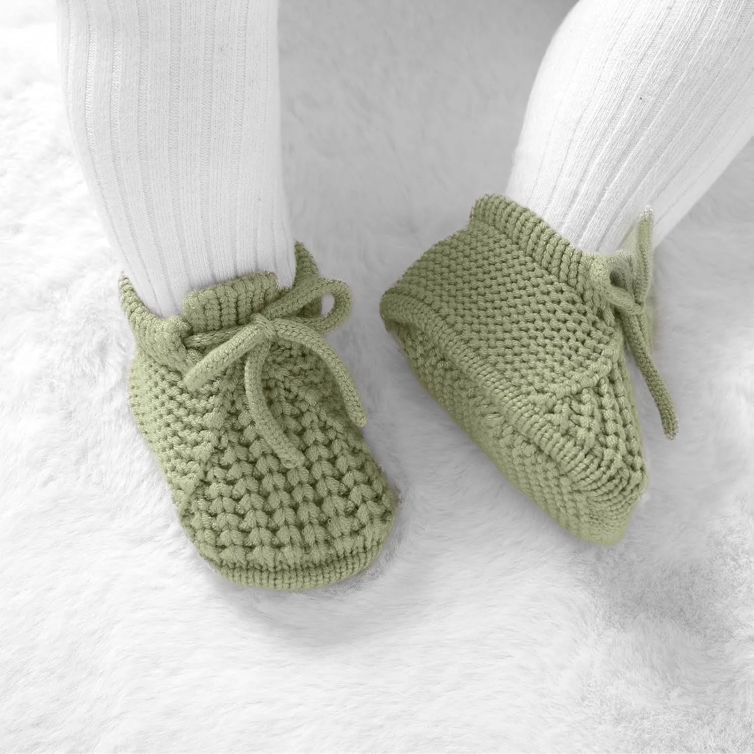 DovFanny Baby Booties Newborn Baby First Shoes Cozy Warm Knit Soft Booties for Toddler Infant Boy Girl