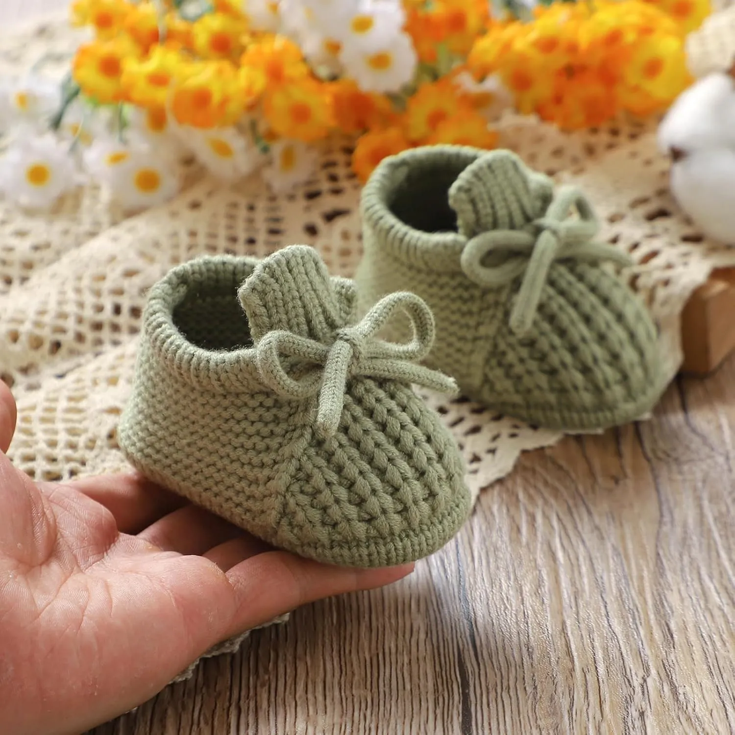 DovFanny Baby Booties Newborn Baby First Shoes Cozy Warm Knit Soft Booties for Toddler Infant Boy Girl