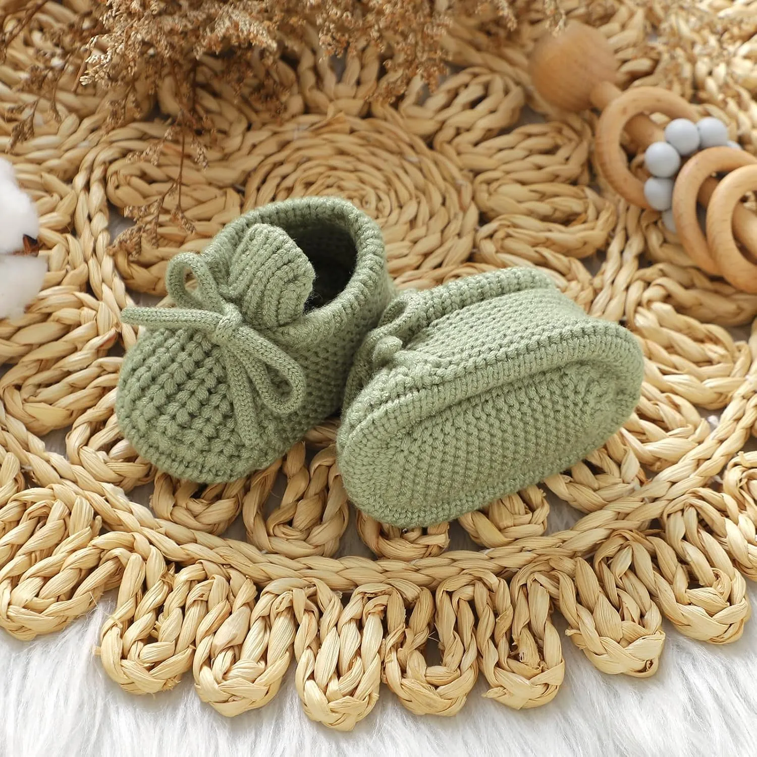 DovFanny Baby Booties Newborn Baby First Shoes Cozy Warm Knit Soft Booties for Toddler Infant Boy Girl