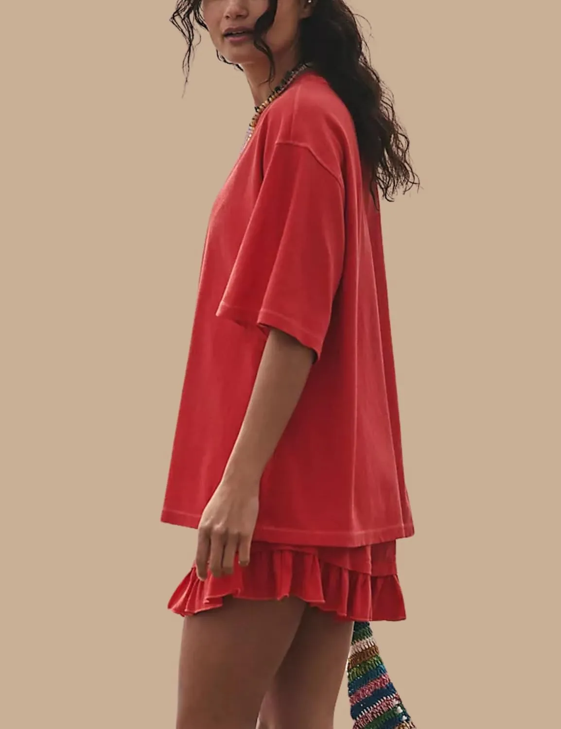Esmeling Women Summer 2 Piece Skirt Sets Round Neck Short Sleeve Outfits Casual Tops and Pleated Skirts Sets
