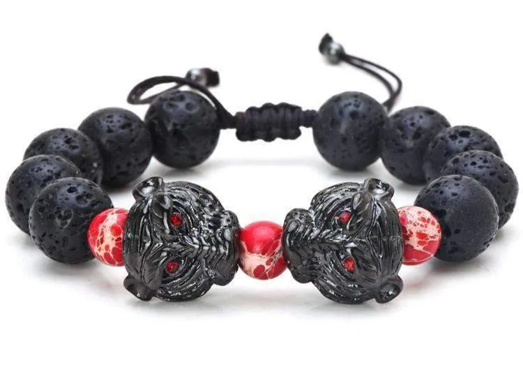 Evil Eye Tiger Head Beaded Bracelet