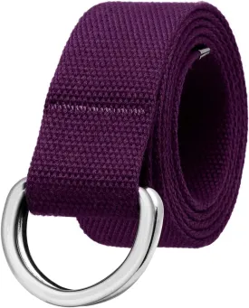 Falari Canvas Web Belt Metal Double D Ring Buckle for Men Women Casual Cloth Military Style Belt 1 1/2" Wide