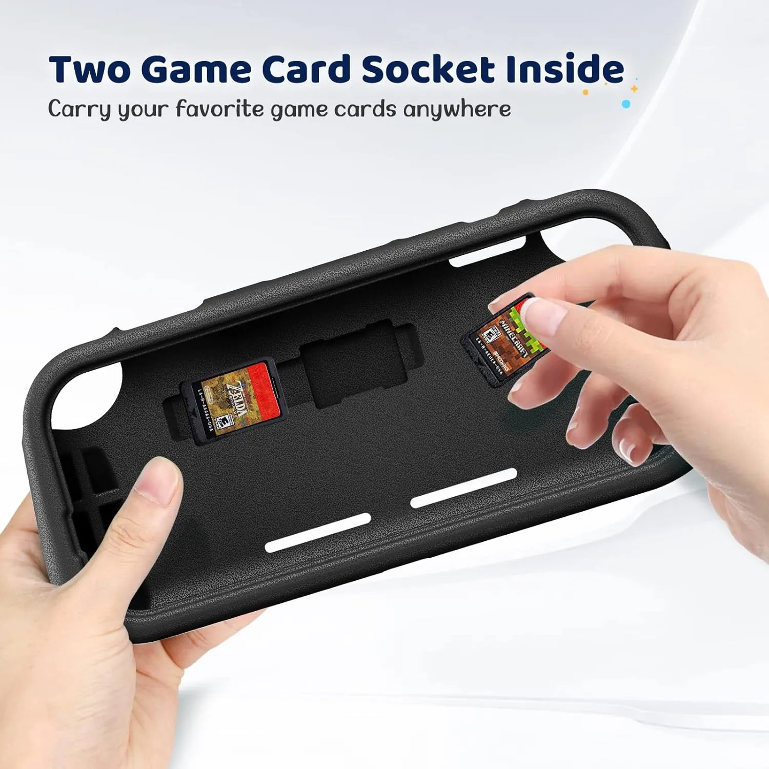 FINTIE Kids Case for Nintendo Switch Lite 2019 with Game Card Slots - [Ultralight] Shockproof Protective Cover with Ergonomic Grip, Kids Friendly Grip Case for Switch Lite Console, Black