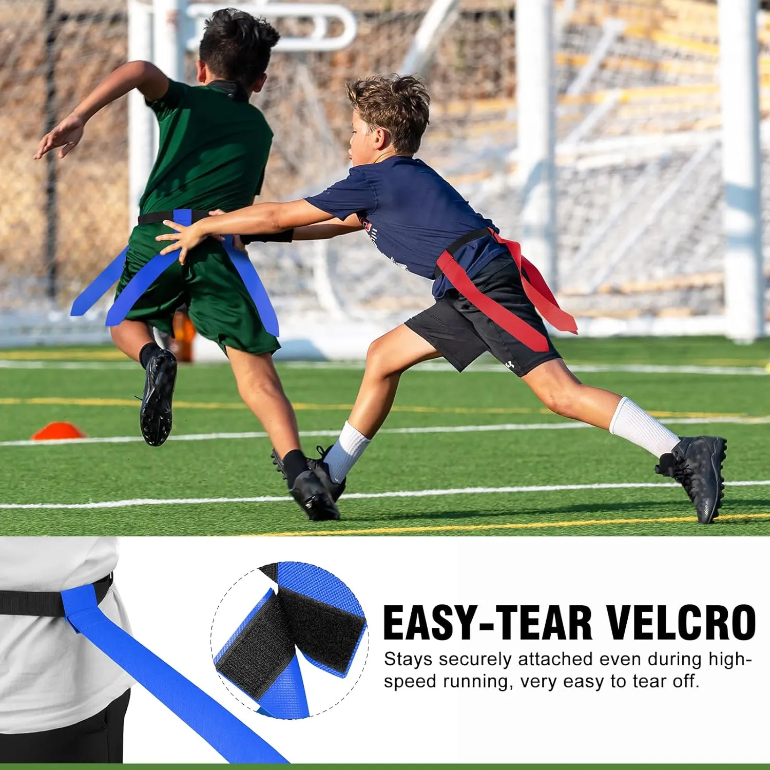 Flag Football Set - 14/20 Player Adjustable Belts with Cones, Football, Pump, Bag, for Youth and Adults Training