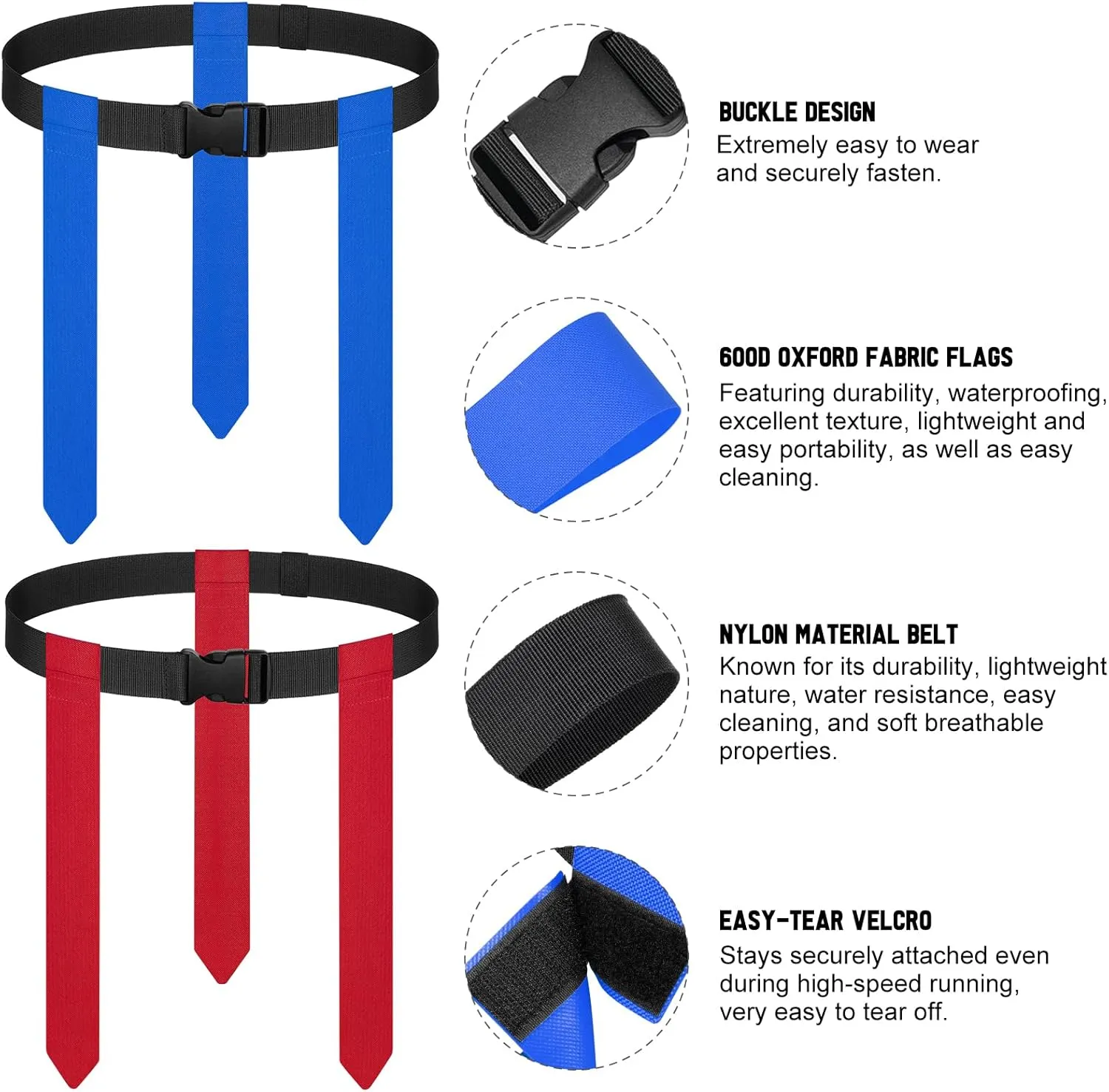Flag Football Set - 14/20 Player Adjustable Belts with Cones, Football, Pump, Bag, for Youth and Adults Training