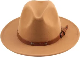Gatuida Flat Top Woolen Jazz Hat Wide Brim Elegant and Comfortable Many Colors Khaki