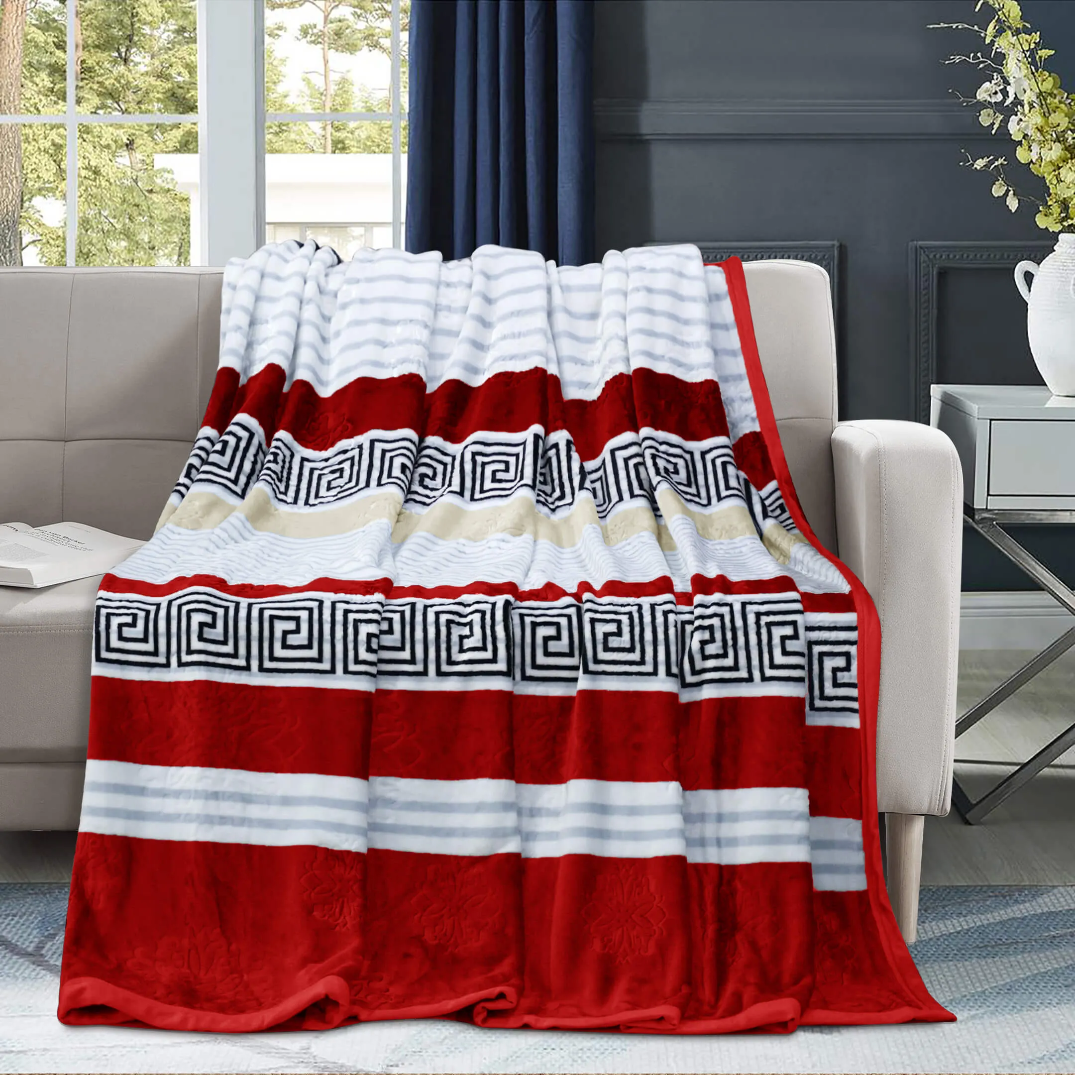 Geo Print Embossed AC Fleece Blanket