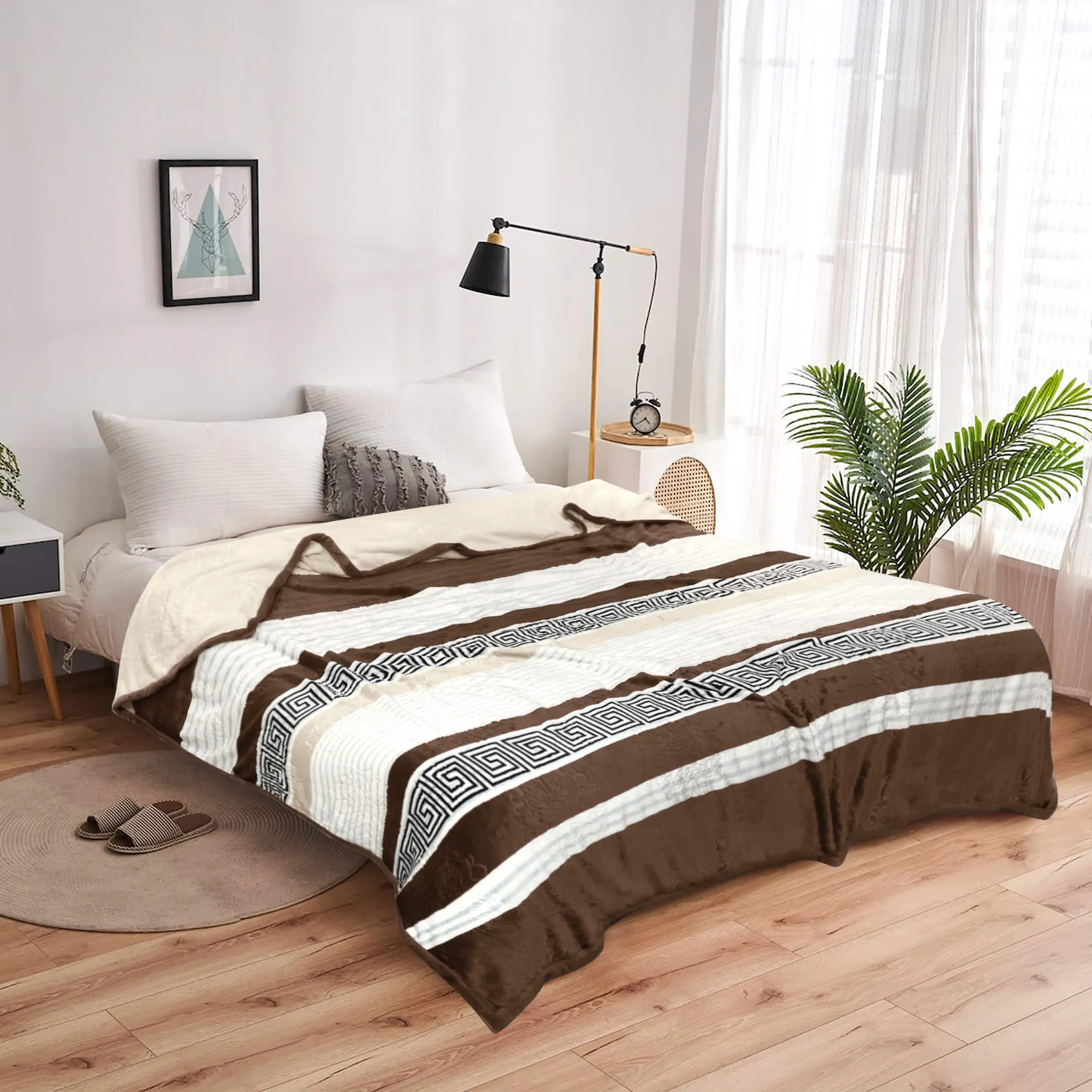 Geo Print Embossed AC Fleece Blanket