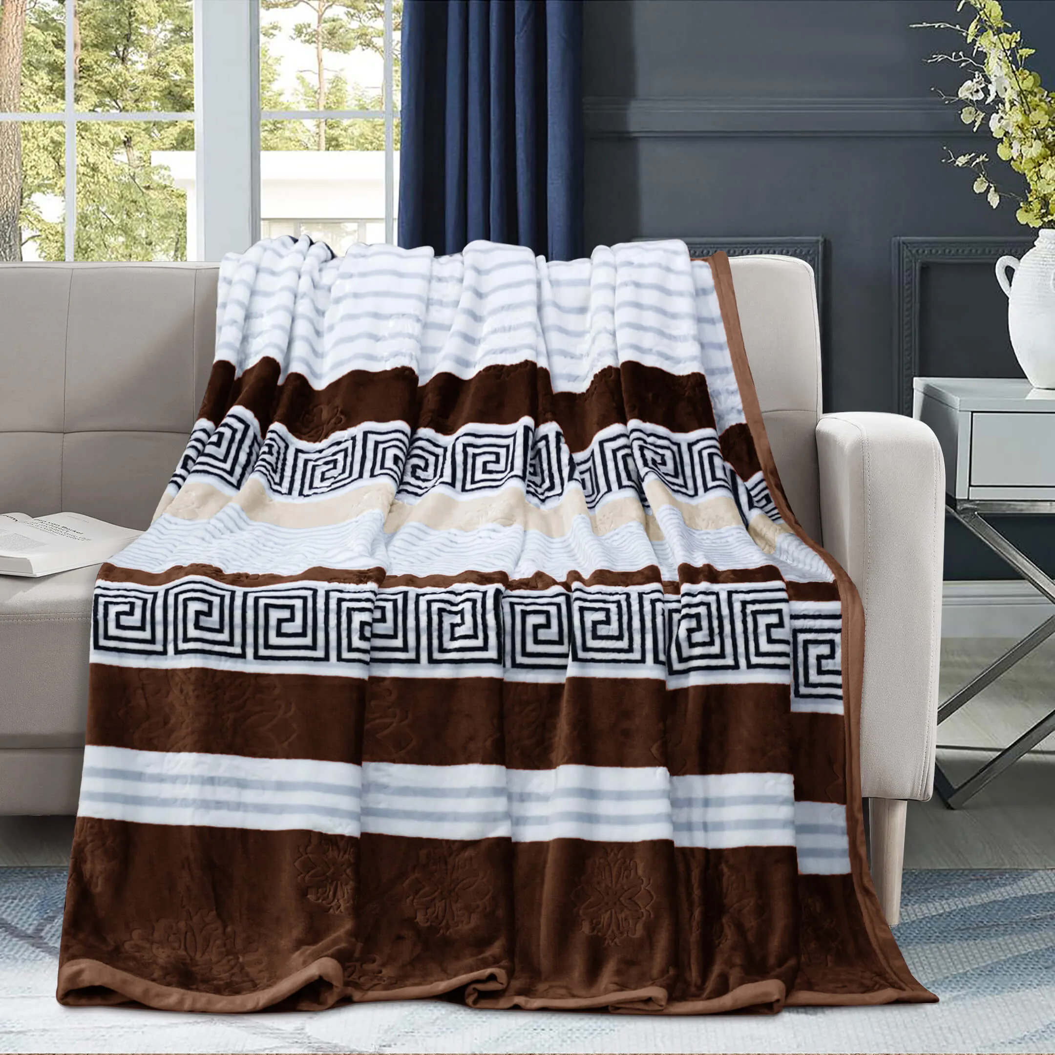 Geo Print Embossed AC Fleece Blanket