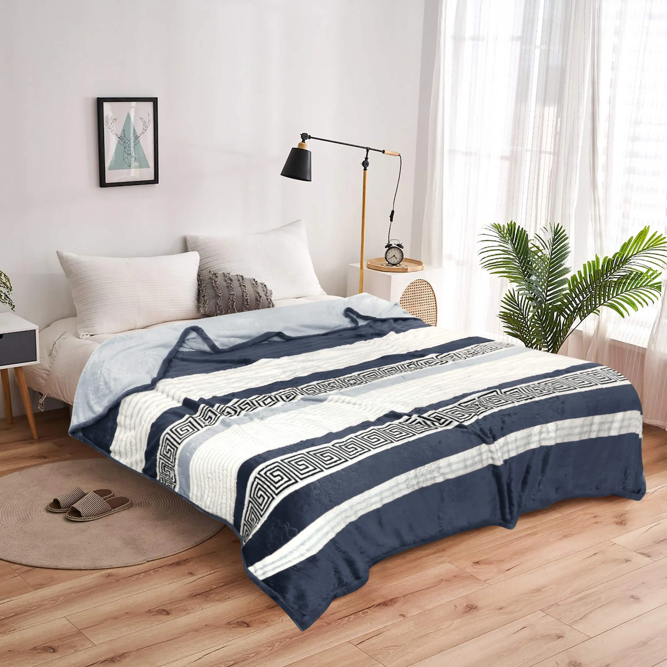 Geo Print Embossed AC Fleece Blanket