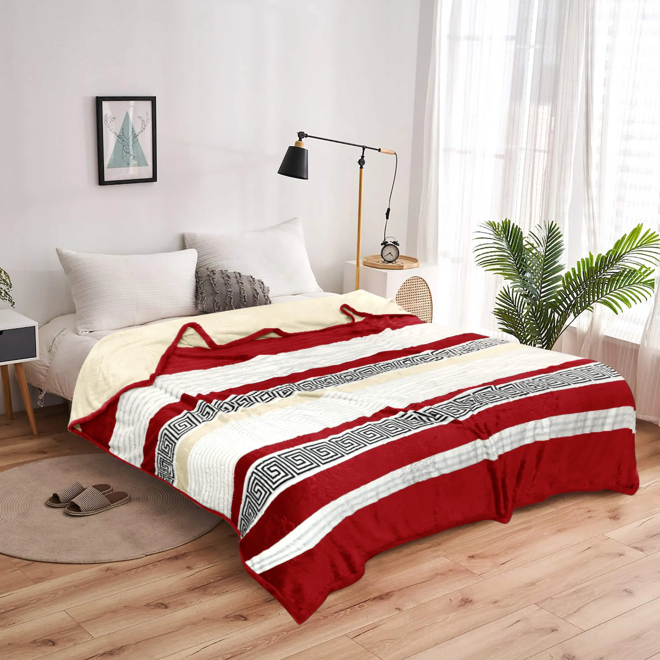 Geo Print Embossed AC Fleece Blanket