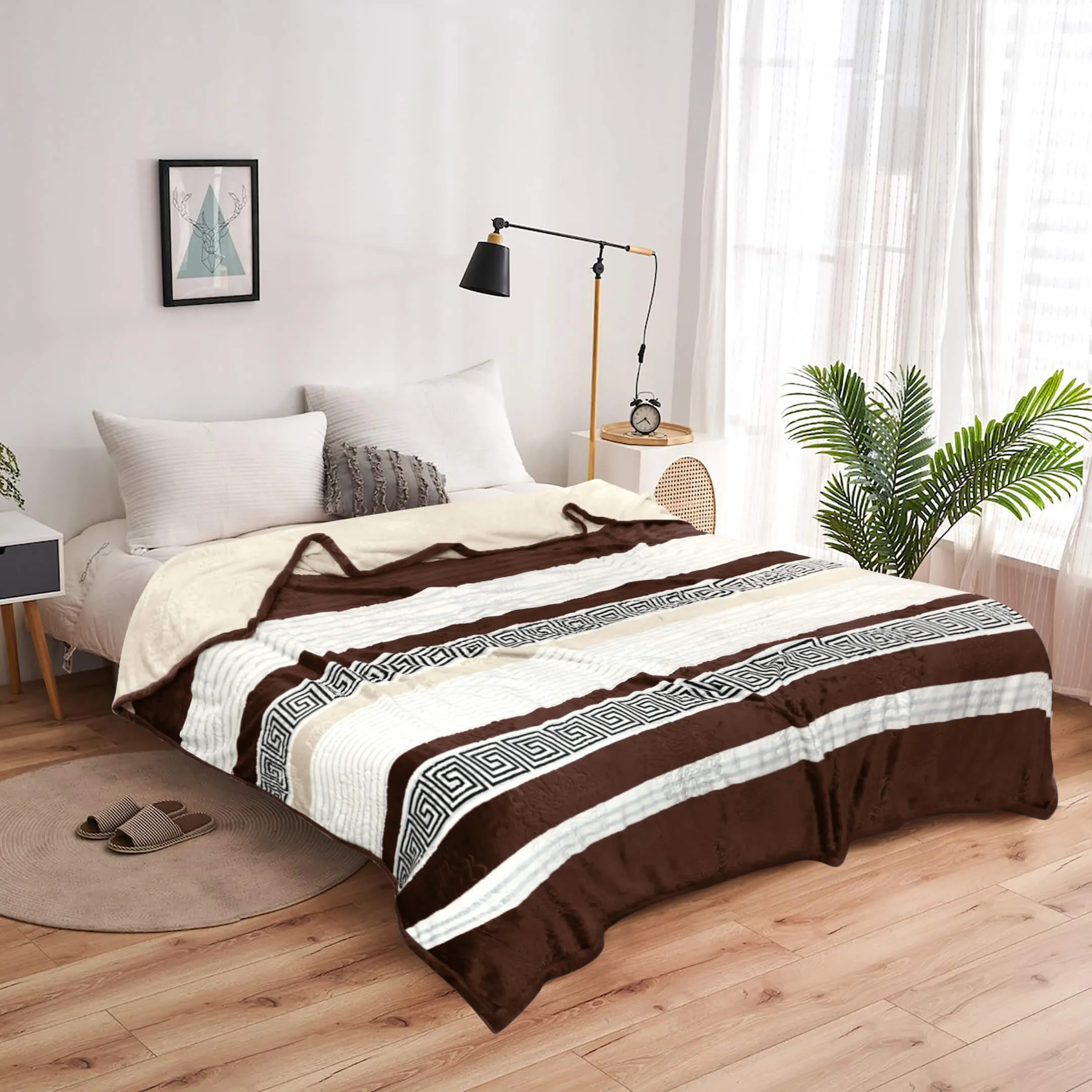 Geo Print Embossed AC Fleece Blanket