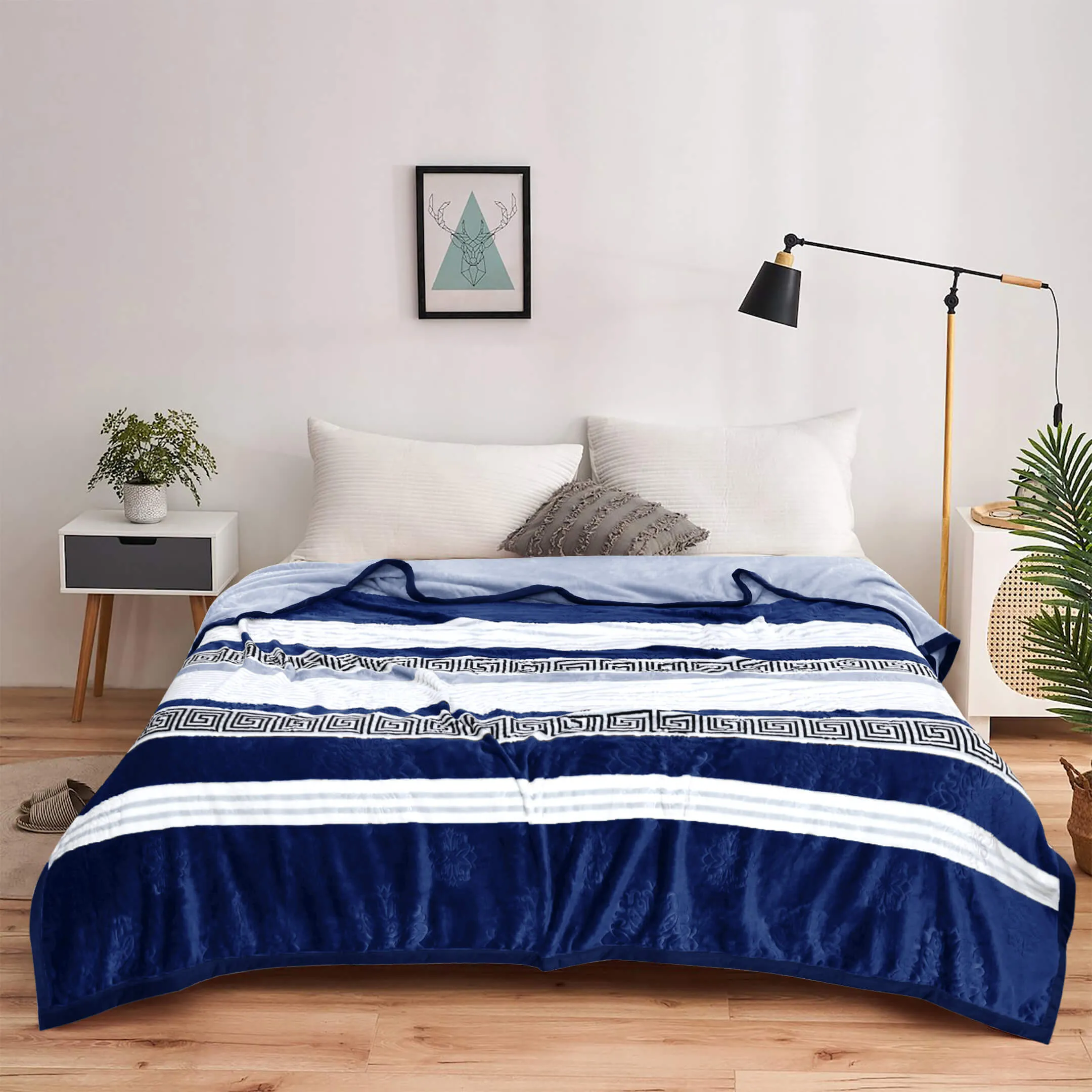 Geo Print Embossed AC Fleece Blanket