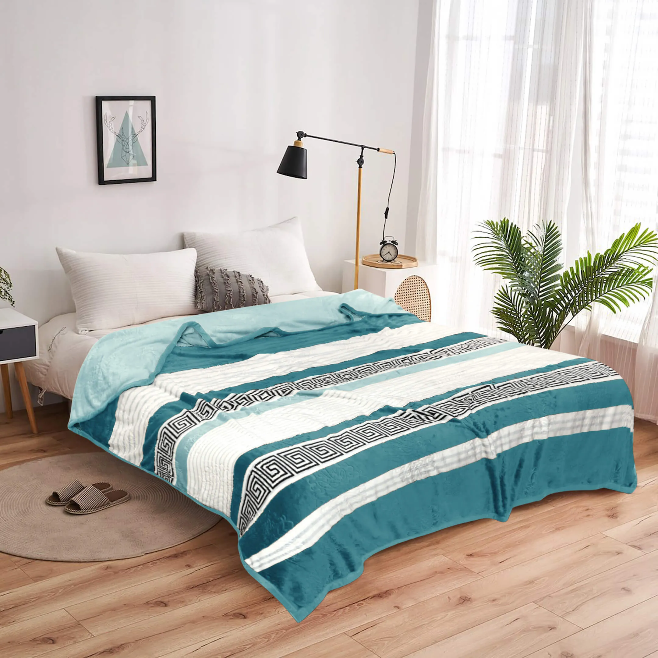 Geo Print Embossed AC Fleece Blanket