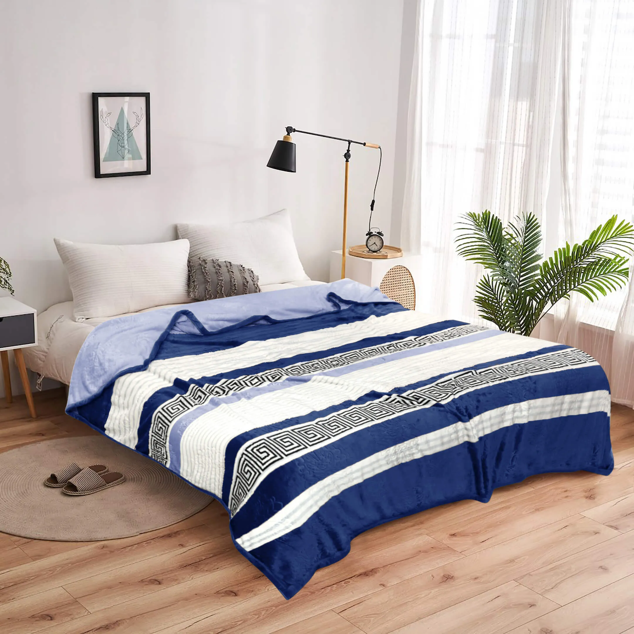Geo Print Embossed AC Fleece Blanket