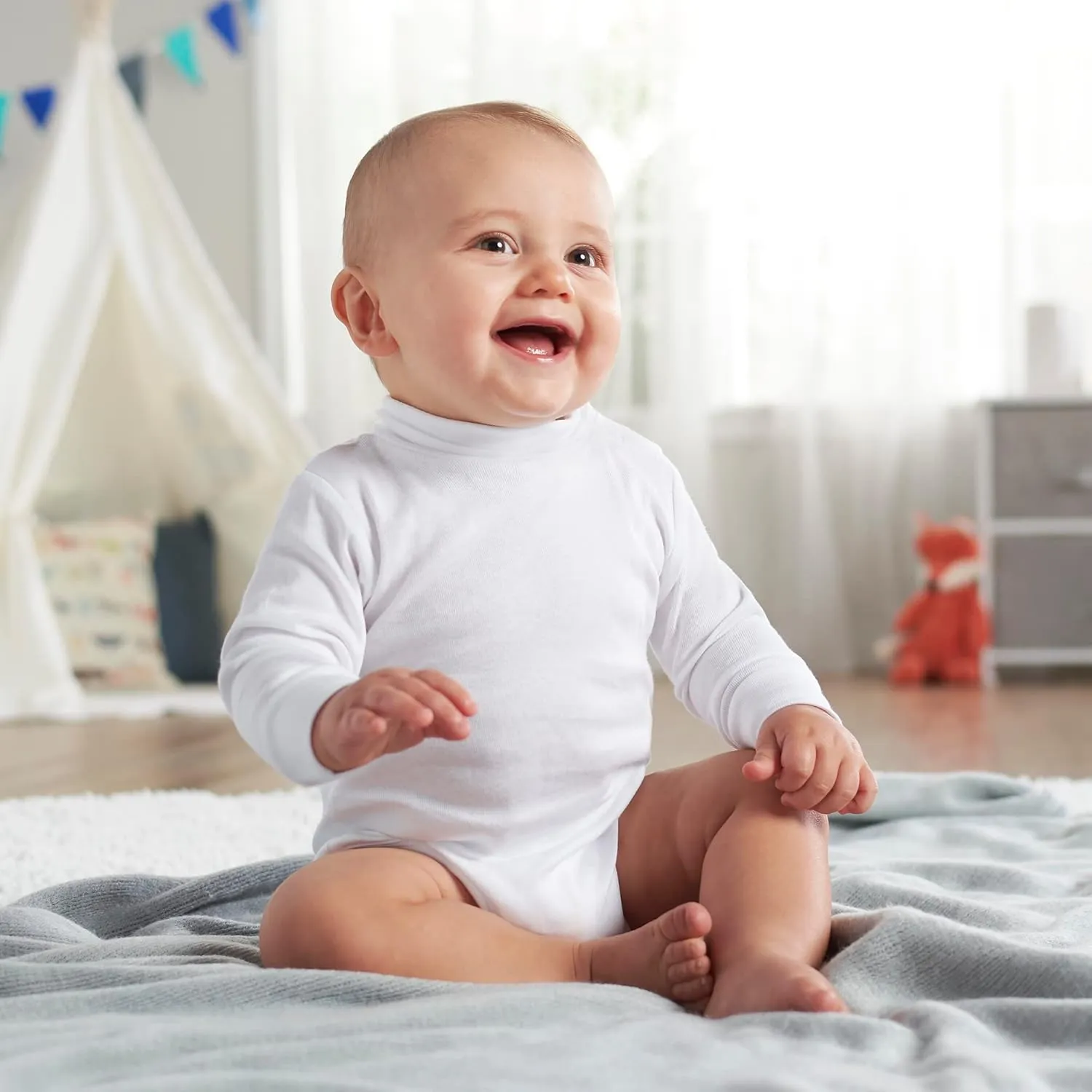 Gerber Baby Boys' 2-Pack Long Sleeve Turtleneck Onesies Bodysuits