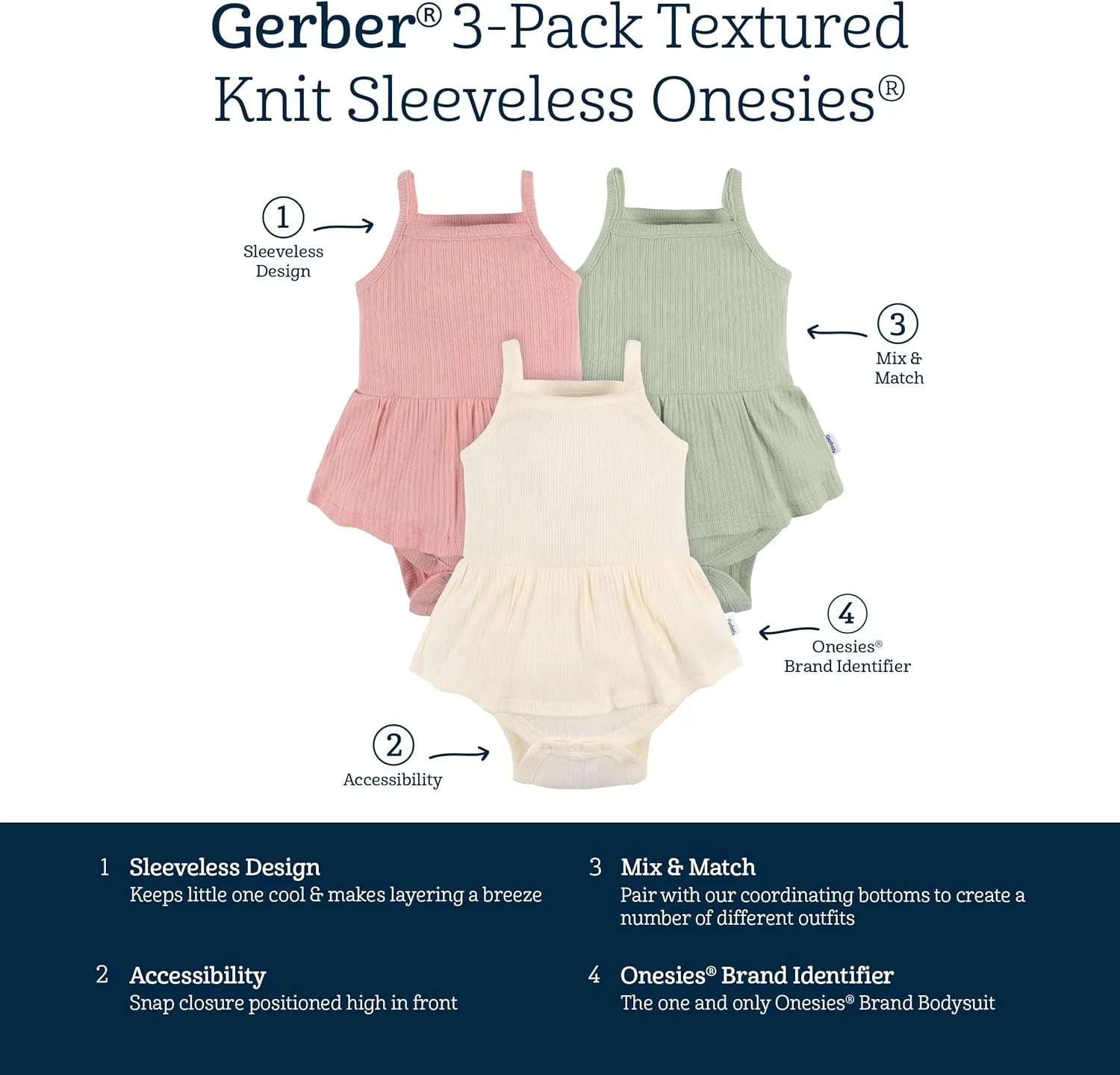 Gerber Baby Boys Multi-Pack Sleeveless Onesies Bodysuit