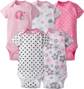 Gerber baby-girls 5-pack Short Sleeve Variety Onesies Bodysuits