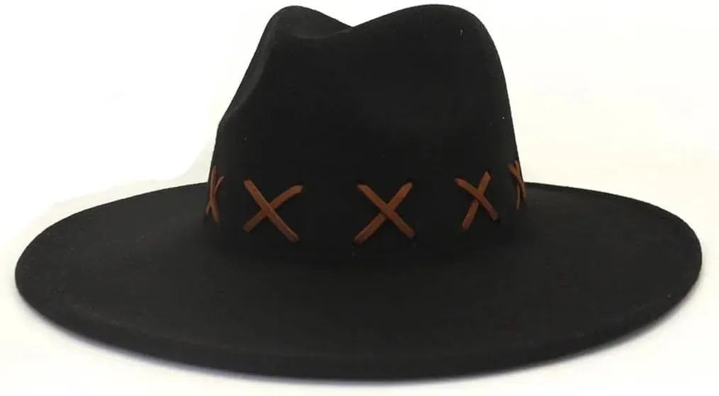 Hat Fedoras 9.5 Cm Big Wide Brim Hat Men's Cowboy Felted Caps Women Peach Heart Top Woolen Hat Party Sombreros