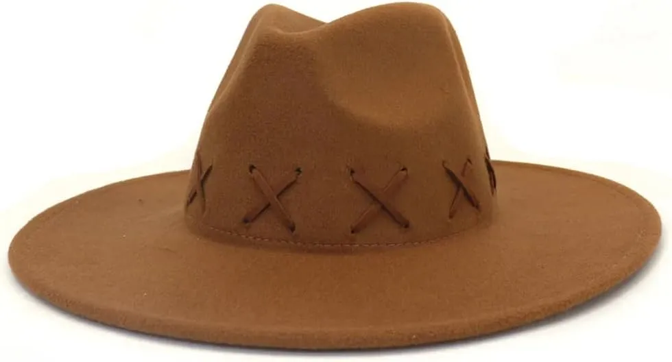 Hat Fedoras 9.5 Cm Big Wide Brim Hat Men's Cowboy Felted Caps Women Peach Heart Top Woolen Hat Party Sombreros