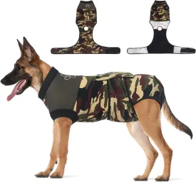 Jiupety Dog Recovery Suit Adjustable, Dogs Bodysuit for Abdominal Wound After Surgery, Substitute E-Collar, 3XL Size, Anti-Licking Surgical Dog Onesies, Camo