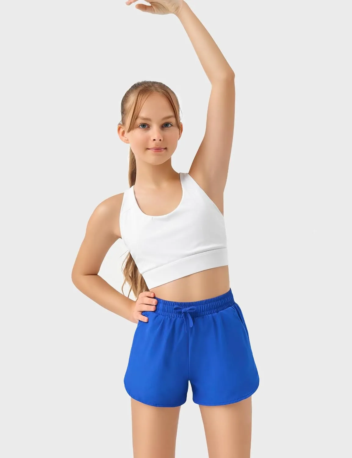 JOCMIC Girls Athletic Shorts with Liner 2 in 1 High Waist Running Short for Basketball Volleyball Tennis