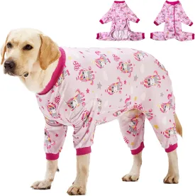 LovinPet Clothes for Dogs, Lightweight Stretch Knit, Unicorn Rose Pink Print/Post Surgery Shirt/UV Protection, Pet Anxiety Relief, Wound Care for Large Dog Onesies/XL