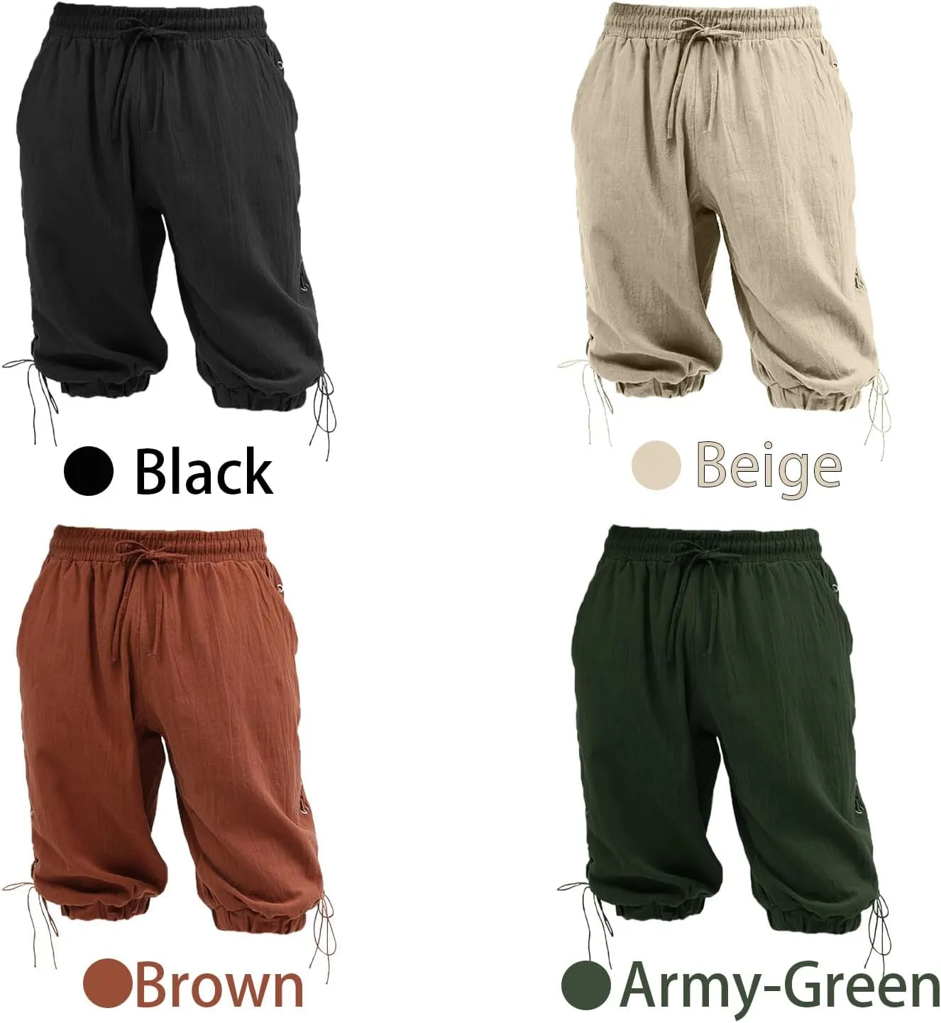 Men's Medieval Pirate Cotton and Linen Shorts, Viking Retro Design Pants, for Halloween Theme Party, Costume Playect