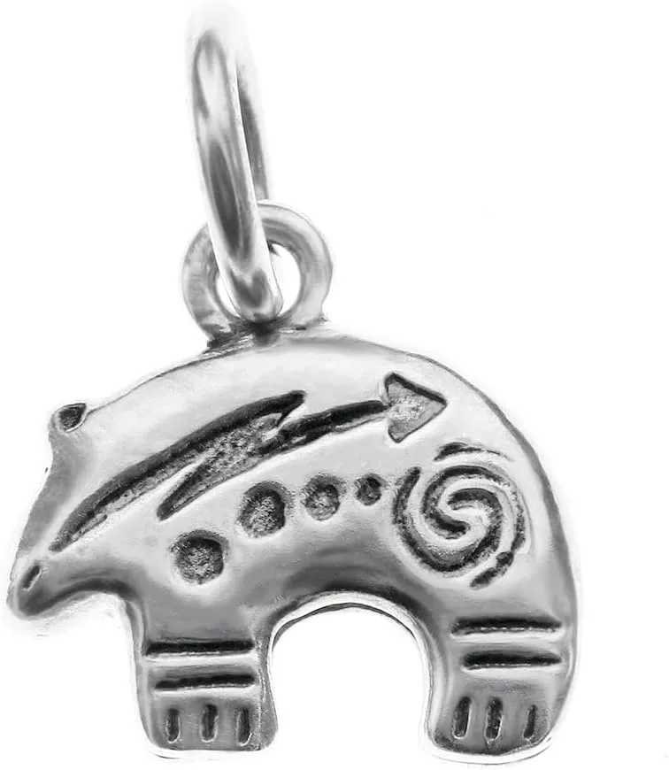 Native American Bear Pendant Charm 3D In 925 Sterling Silver Indian Tribal Ethnic 2.6g