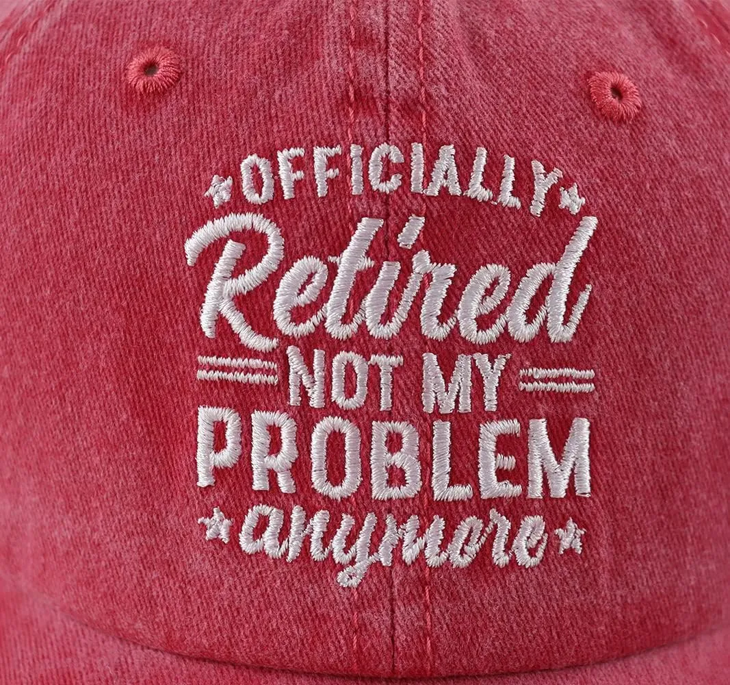 Officially Retired Hat for Women Men, Funny Adjustable Cotton Embroidery Retirement Baseball Cap