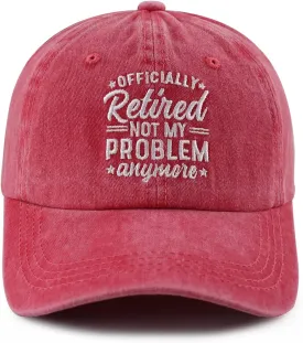 Officially Retired Hat for Women Men, Funny Adjustable Cotton Embroidery Retirement Baseball Cap