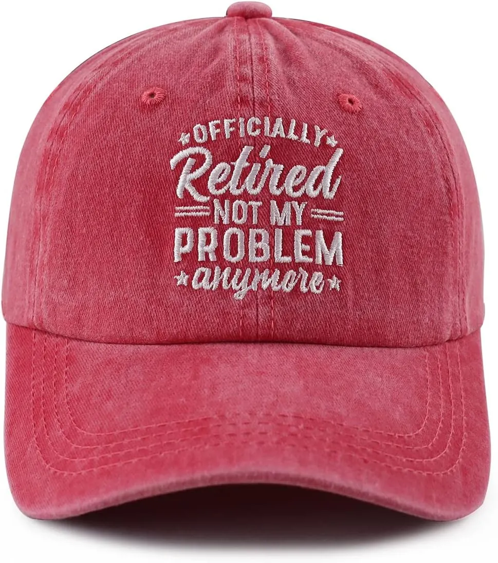 Officially Retired Hat for Women Men, Funny Adjustable Cotton Embroidery Retirement Baseball Cap