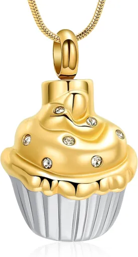 Oinsi Cupcake Stainless Steel Cremation Containers Jewelry for Memorial Ashes Necklace  Filling Kits