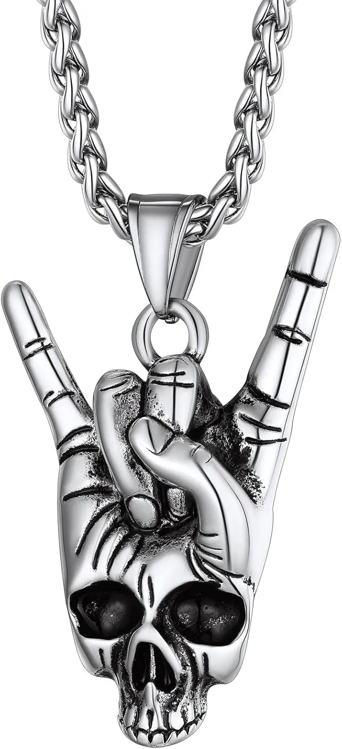 Richsteel Necklaces for Men Womens Stainless Steel Punk Rock Roll Pendant Hip Hop Jewelry