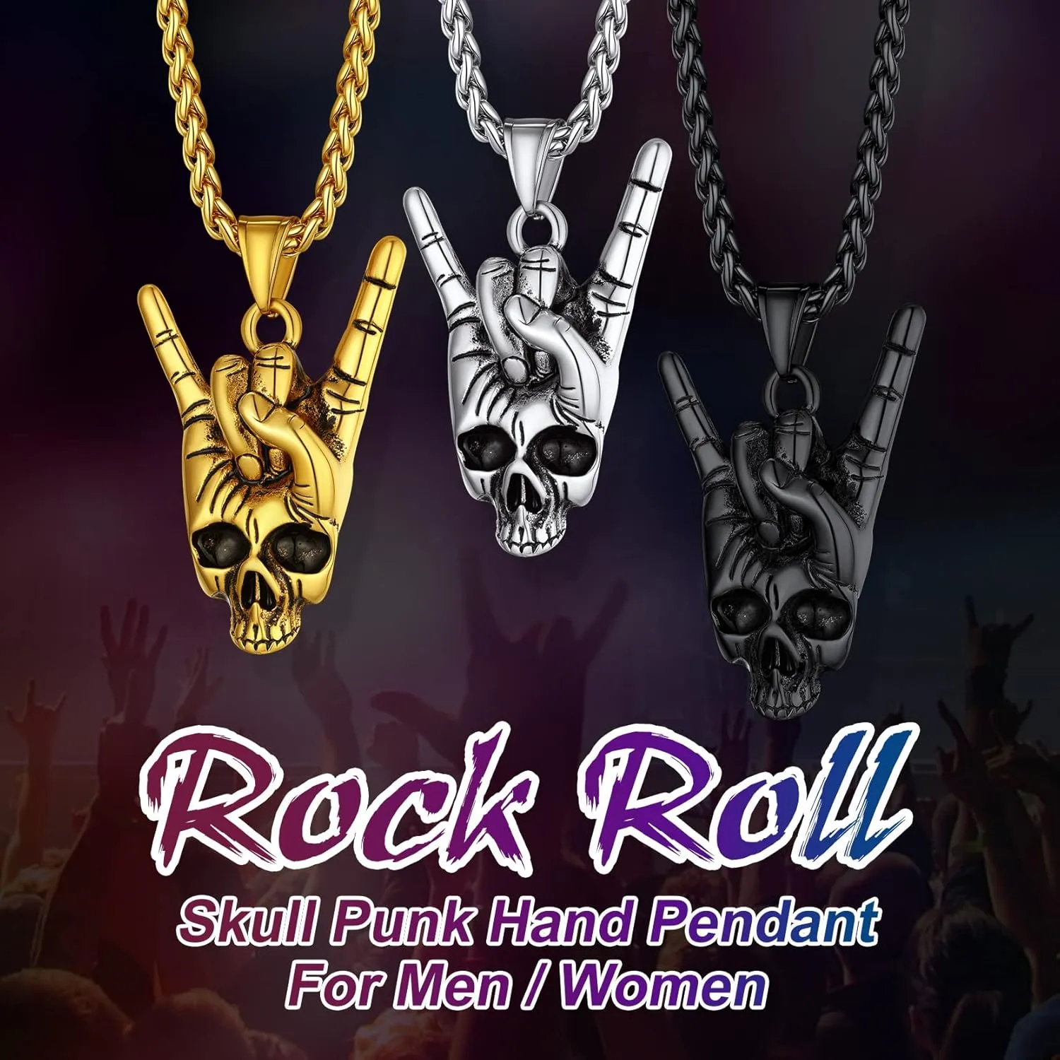 Richsteel Necklaces for Men Womens Stainless Steel Punk Rock Roll Pendant Hip Hop Jewelry