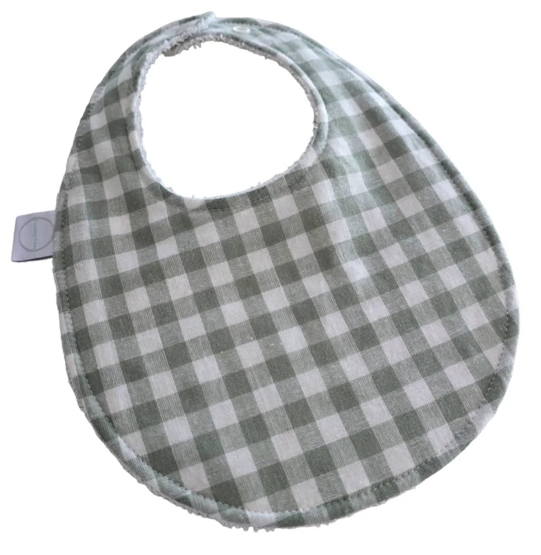 Sage Gingham Oval Bib
